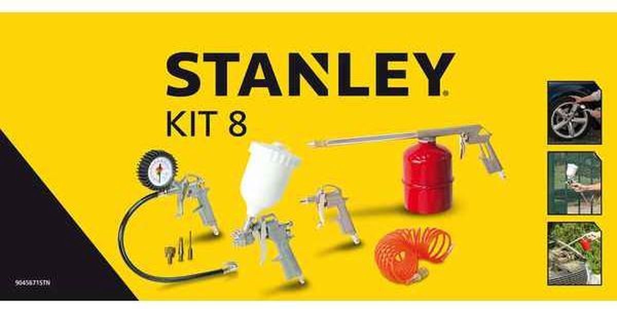 Stanley Luchtgereedschapset 8-Delig - Inclusief 3 Mondstukken