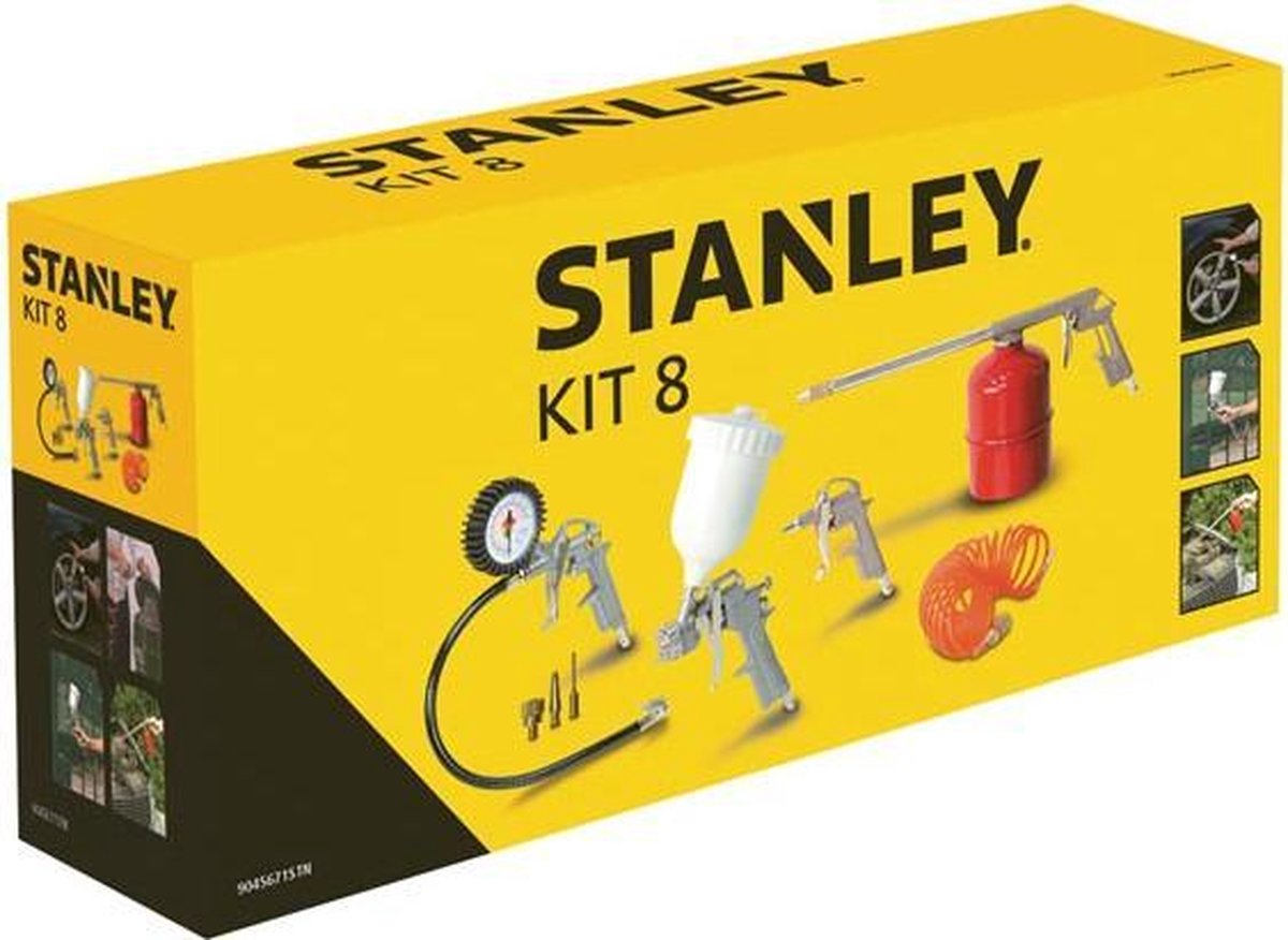 Stanley Luchtgereedschapset 8-Delig - Inclusief 3 Mondstukken