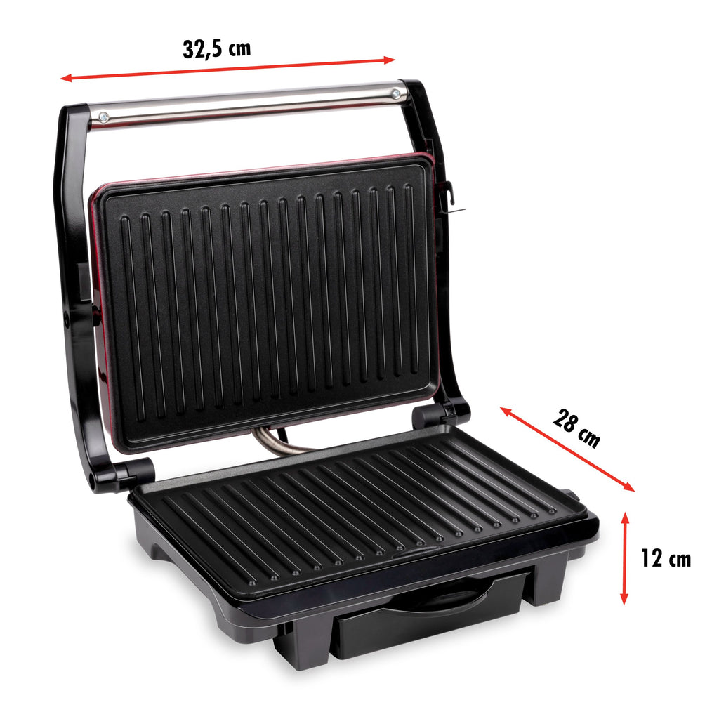 Alpina Contact Grill - Tosti Ijzer - Anti-Aanbaklaag - 1000W - Zwart/Rood