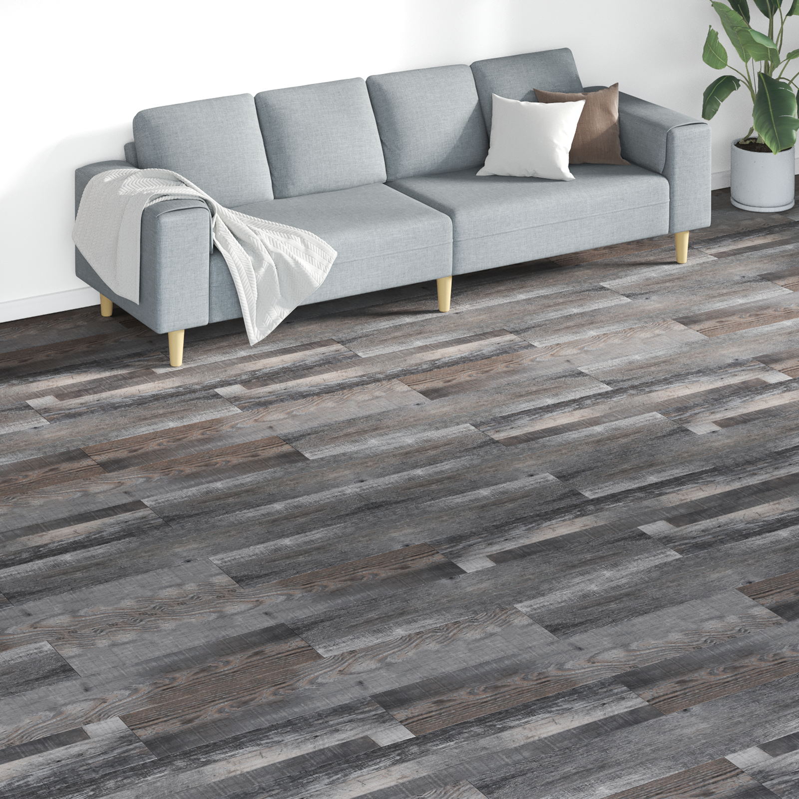 Flooring Planks 18 Pcs Grey 5.26 M² Pvc