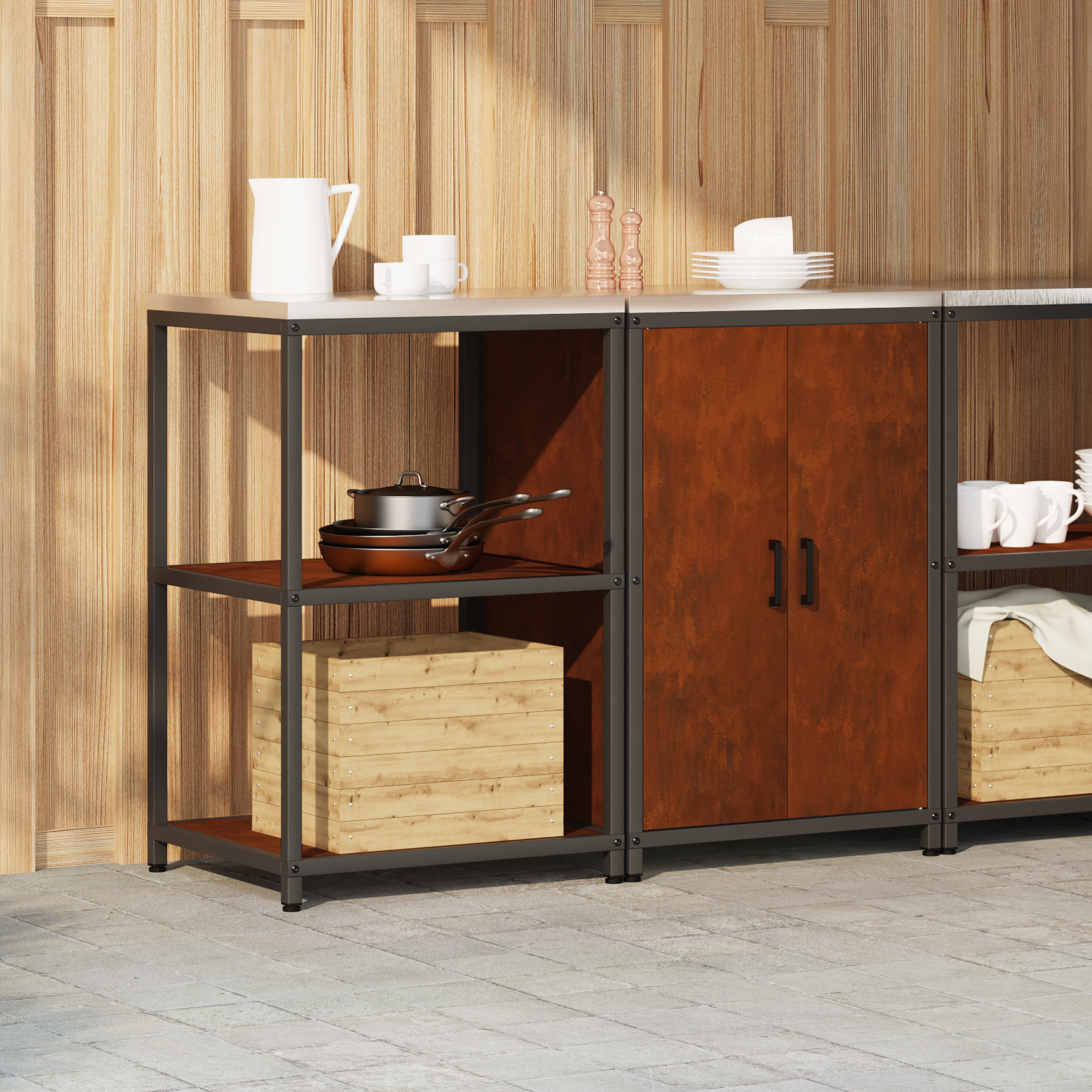 Kitchen Storage Set Hattem 2 Pcs Rusty Steel