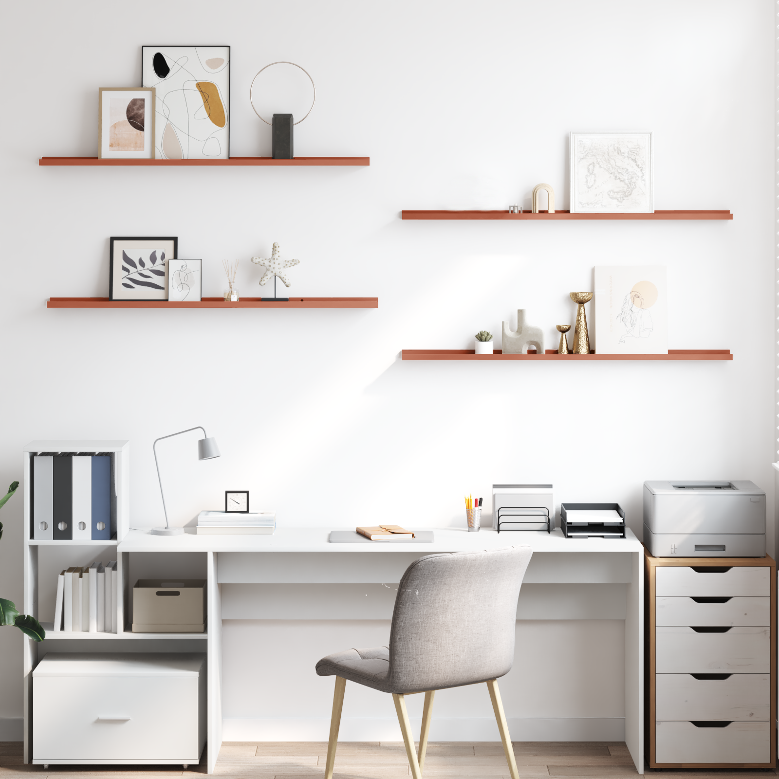 Wall Shelf With Shelf 4 Pcs Enginee Wood