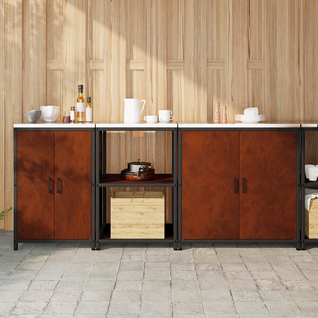 Kitchen Storage Set Hattem 3 Pcs Rusty Steel