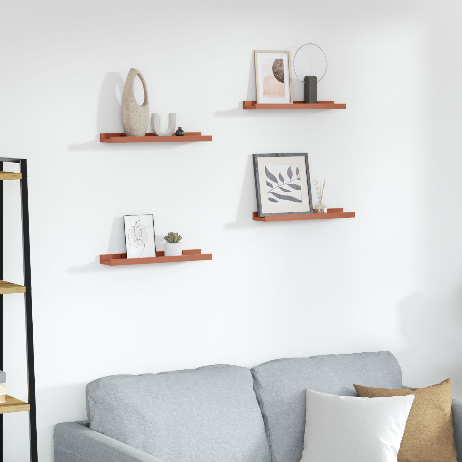 Wall Shelf With Shelf 4 Pcs Enginee Wood