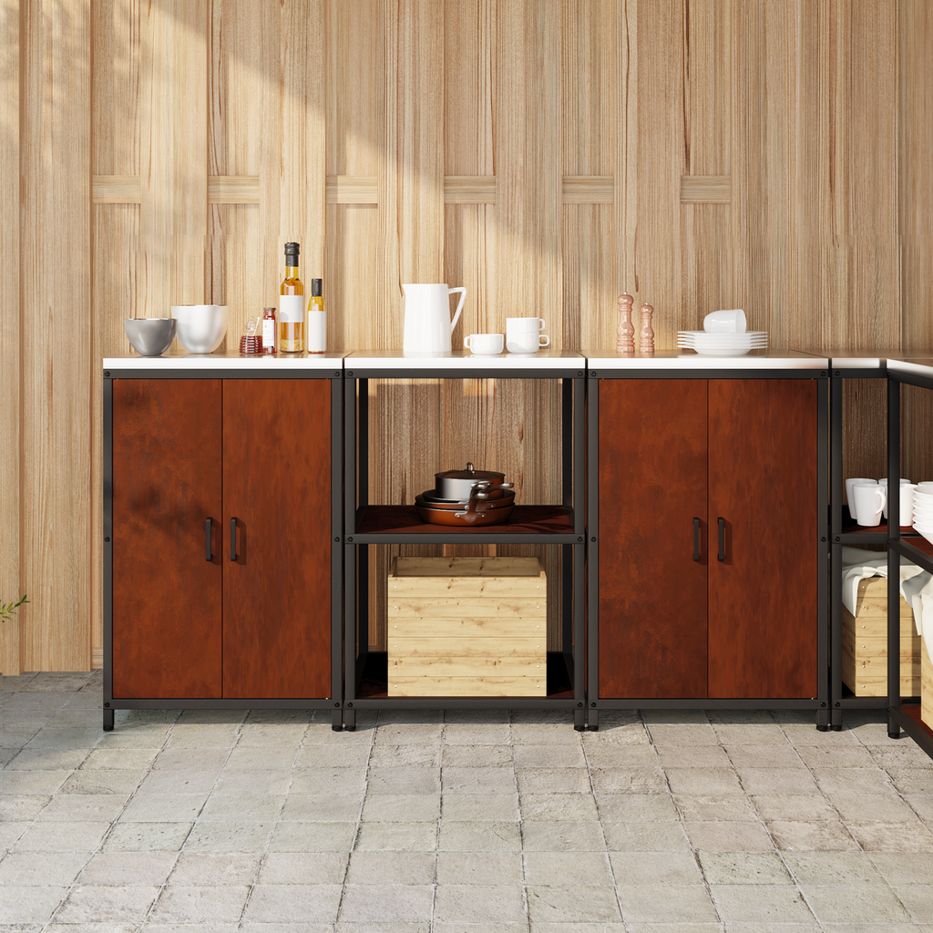 Kitchen Storage Set Hattem 3 Pcs Rusty Steel