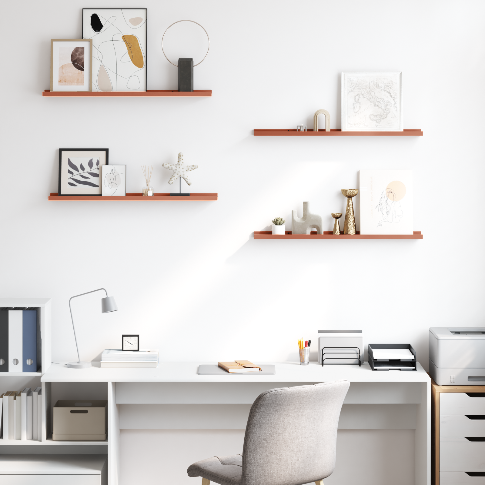 Wall Shelf With Shelf 4 Pcs Enginee Wood
