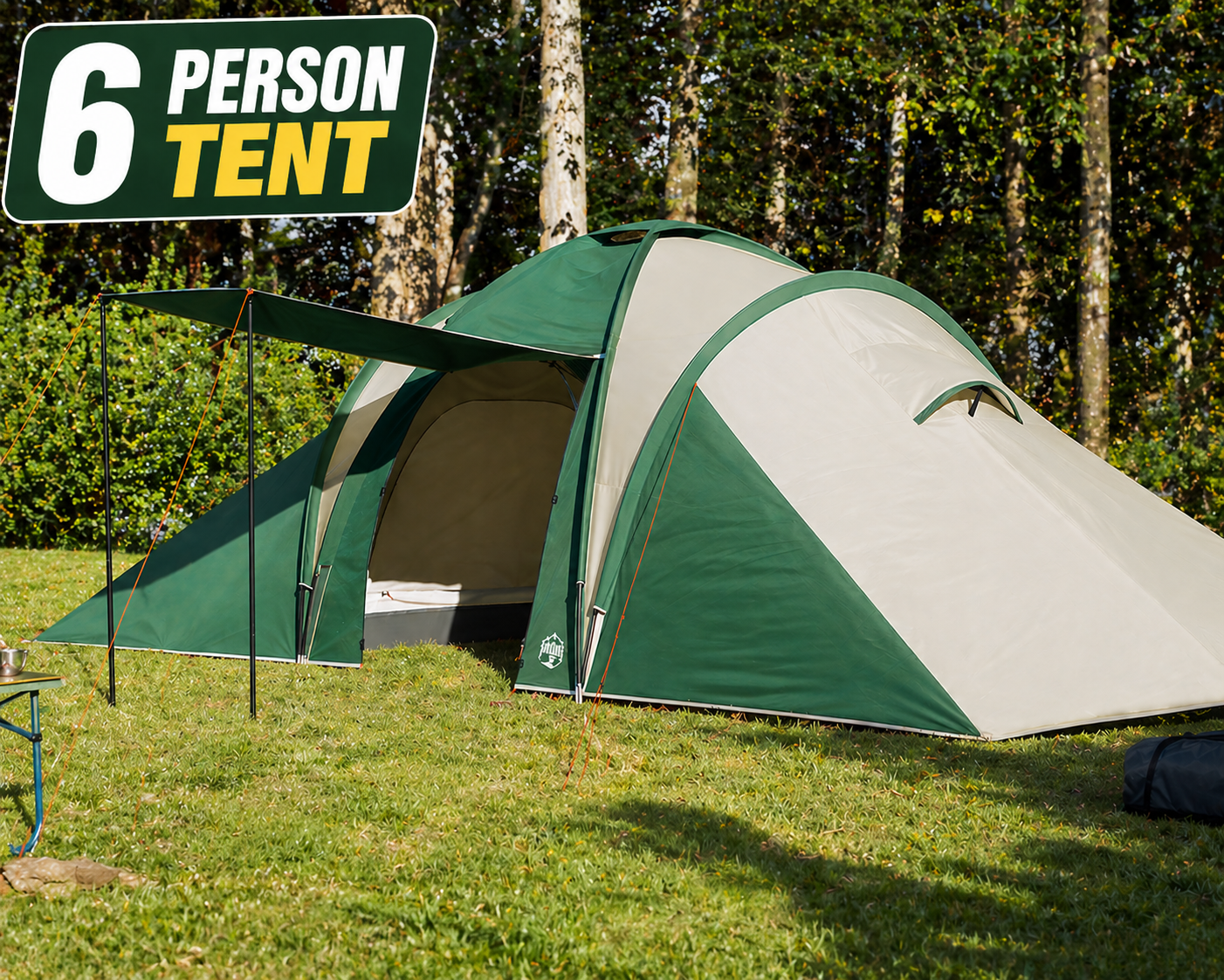 6 Person Family Tent Waterproof Camping Tent Large Dome Shelter Green Porch Canopy