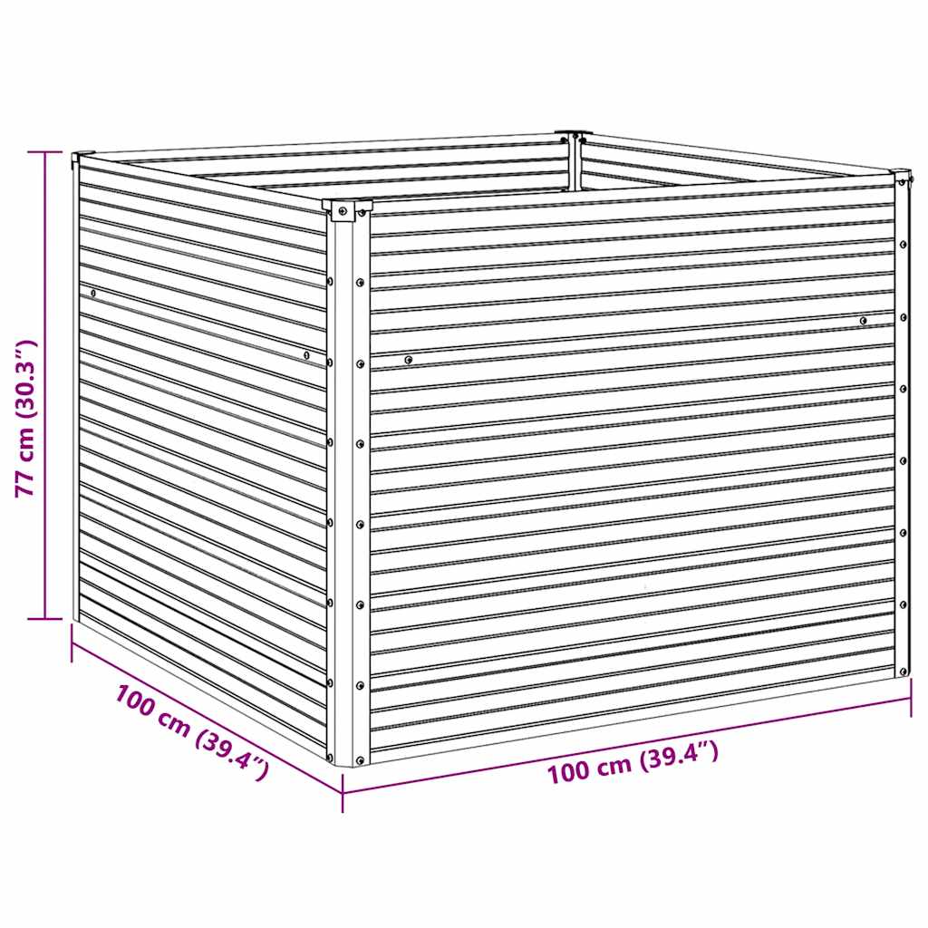 Raised Garden Bed 100X100X77 Cm Galvanised Steel