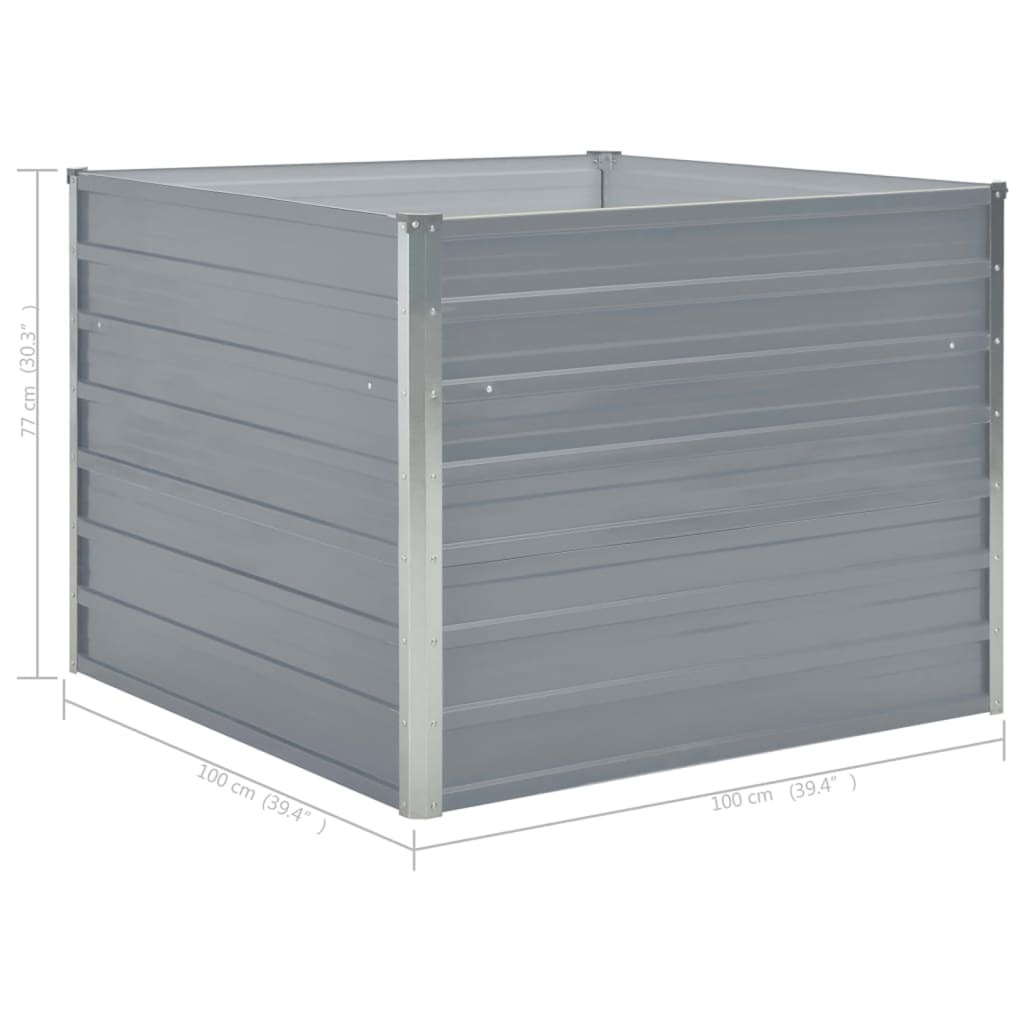 Raised Garden Bed 100X100X77 Cm Galvanised Steel