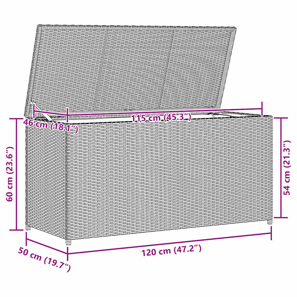 Garden Storage Box 120X50X60 Cm Poly Rattan