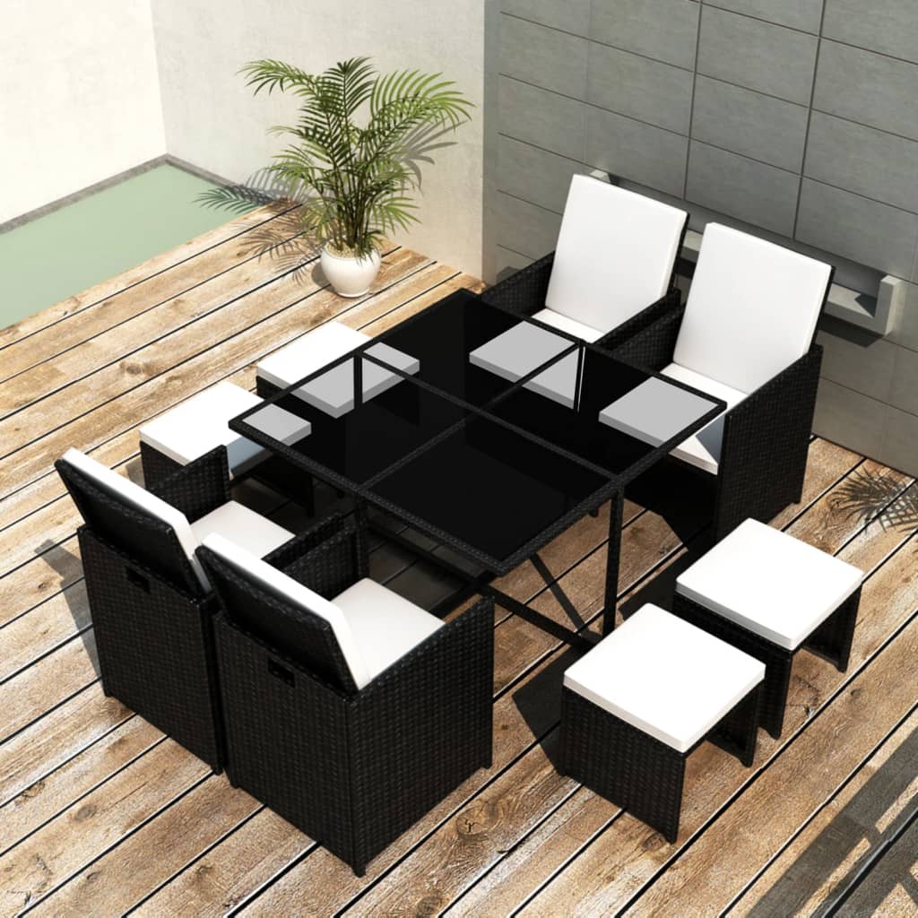 13 Piece Outdoor Dining Set With Cushions Poly Rattan