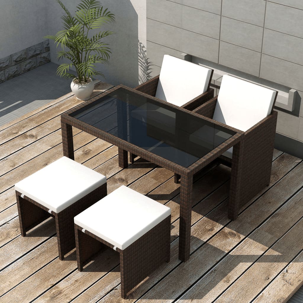 13 Piece Outdoor Dining Set With Cushions Poly Rattan