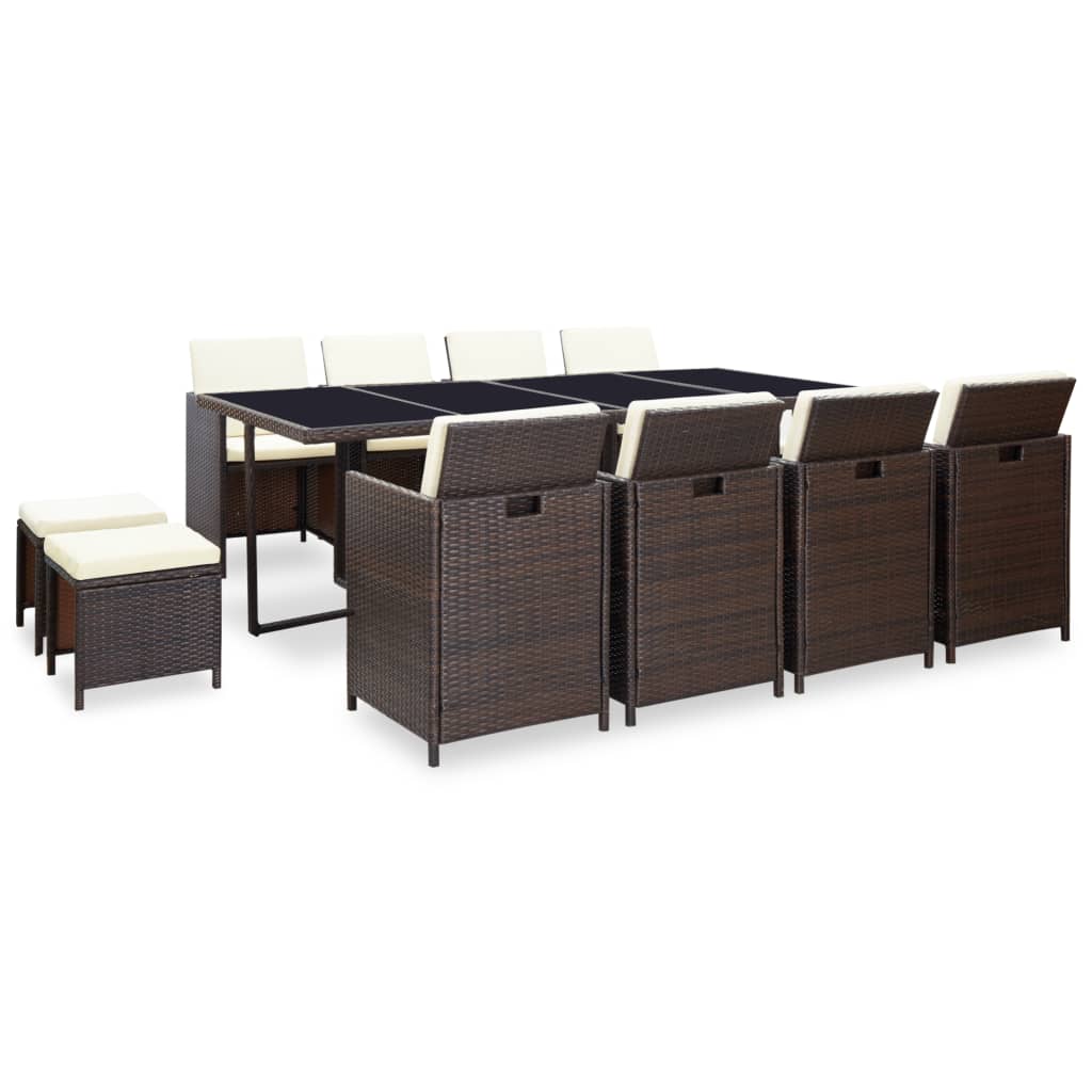 13 Piece Outdoor Dining Set With Cushions Poly Rattan