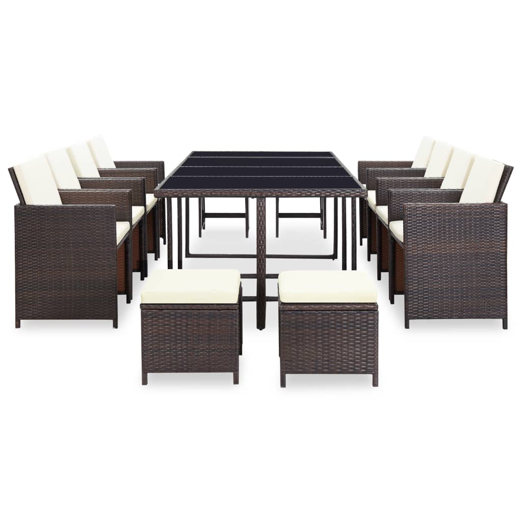13 Piece Outdoor Dining Set With Cushions Poly Rattan
