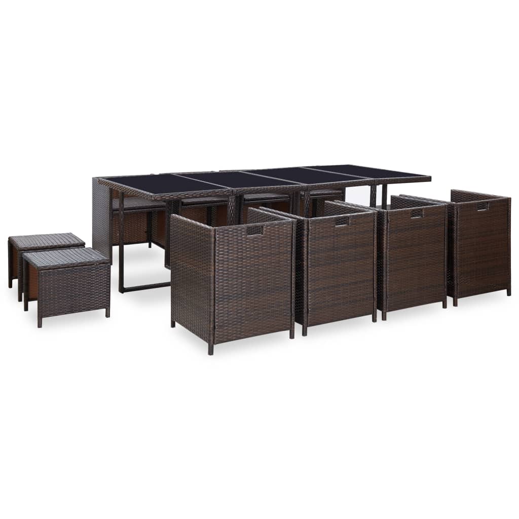 13 Piece Outdoor Dining Set With Cushions Poly Rattan