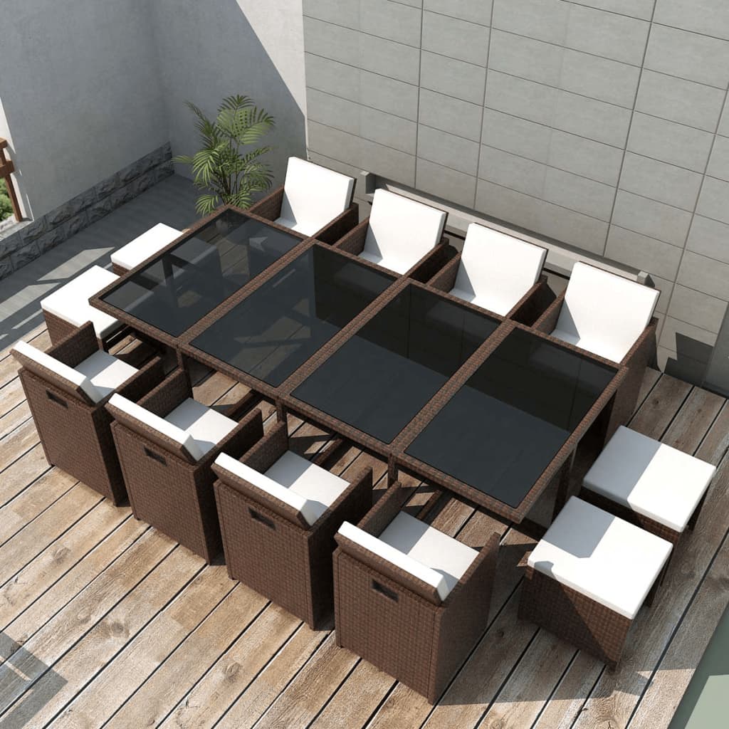 13 Piece Outdoor Dining Set With Cushions Poly Rattan