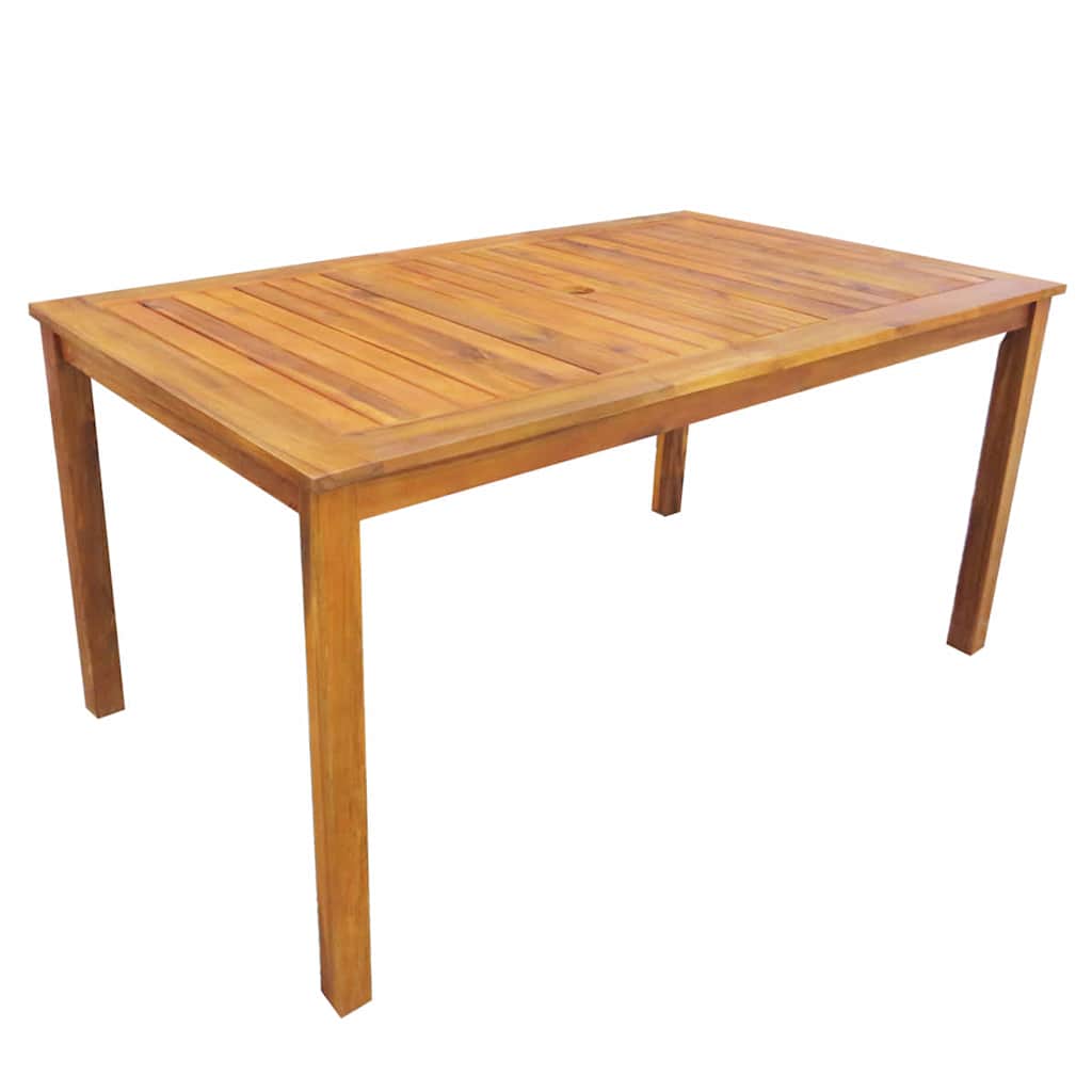 Outdoor Furniture Set 7 Piece Dining Solid Acacia Wood brown grey 140 cm