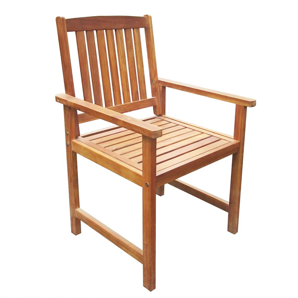 Outdoor Furniture Set 7 Piece Dining Solid Acacia Wood brown grey 140 cm