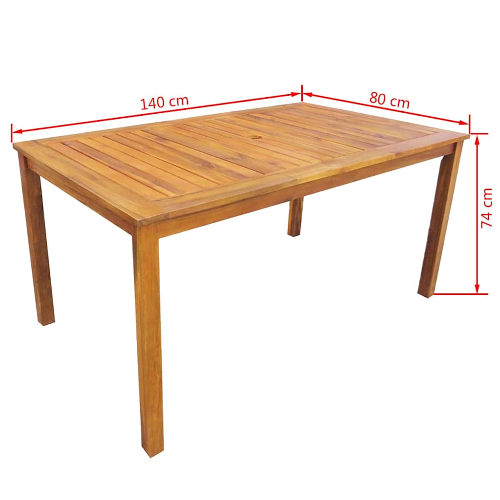 Outdoor Furniture Set 7 Piece Dining Solid Acacia Wood brown grey 140 cm