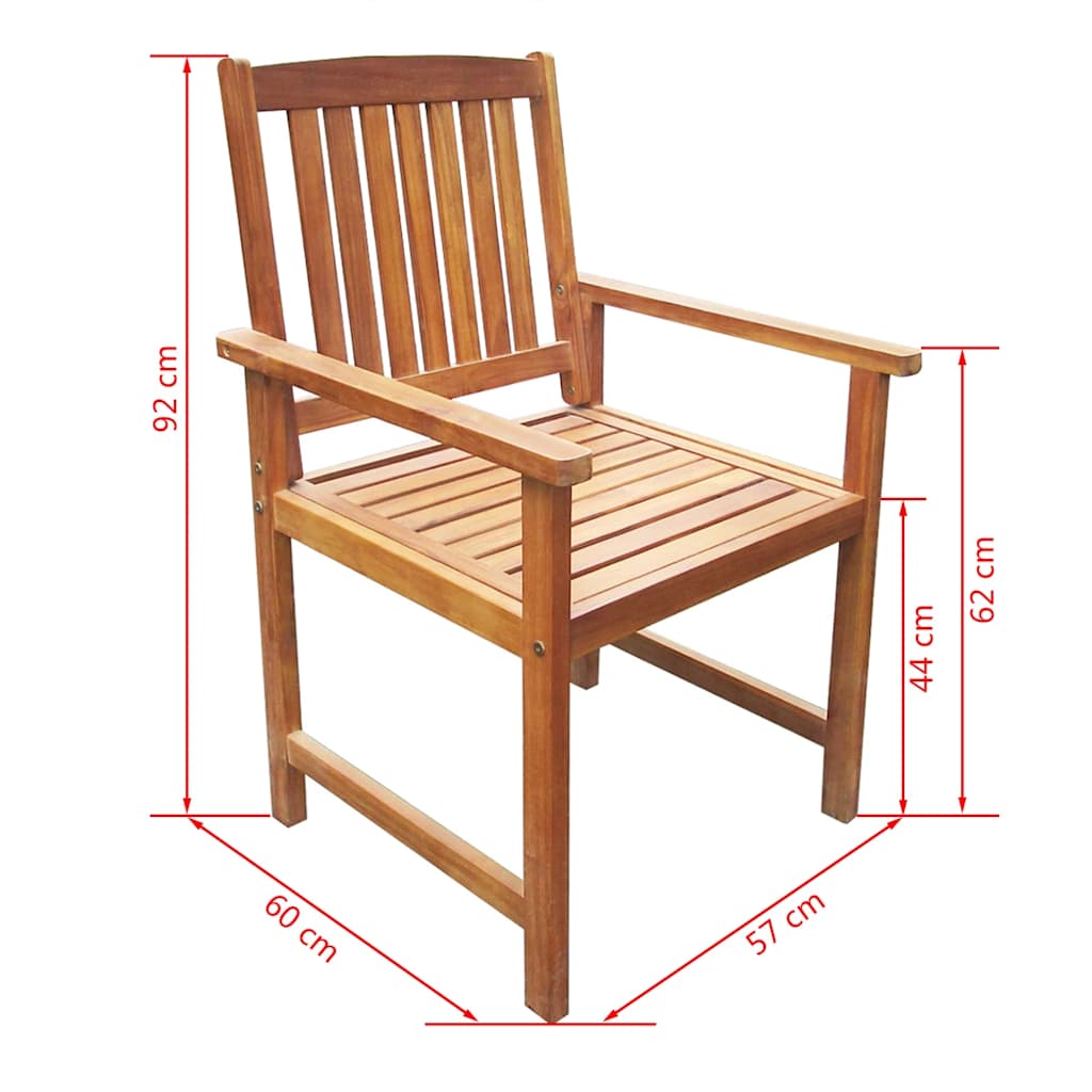 Outdoor Furniture Set 7 Piece Dining Solid Acacia Wood brown grey 140 cm