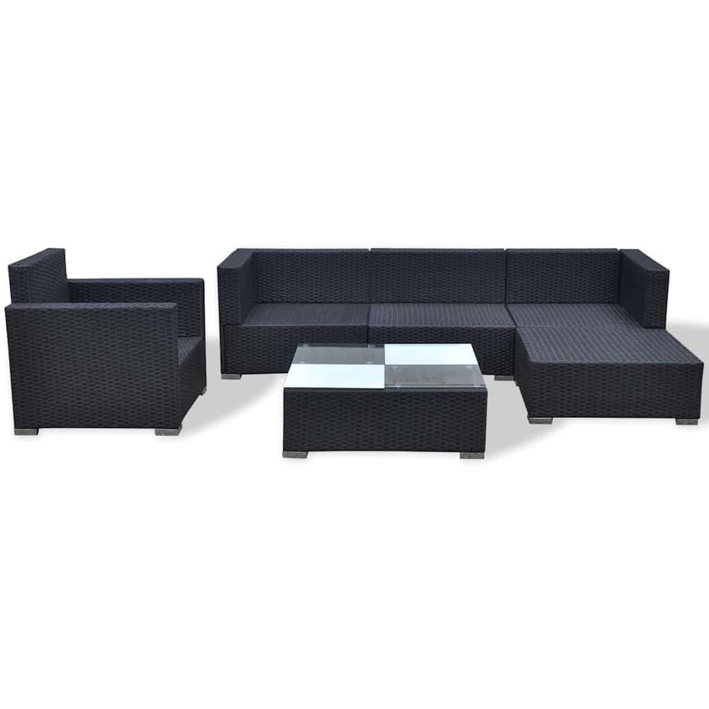 Outdoor Furniture Set 6 Piece Garden Lounge Cushions Poly Rattan Grey Black 69.5