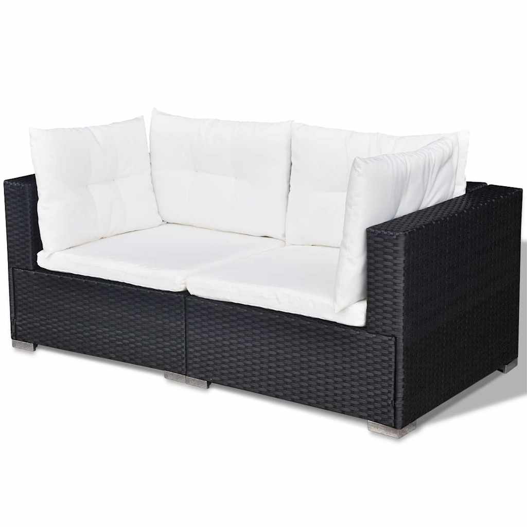 Outdoor Furniture Set 6 Piece Garden Lounge Cushions Poly Rattan Grey Black 69.5