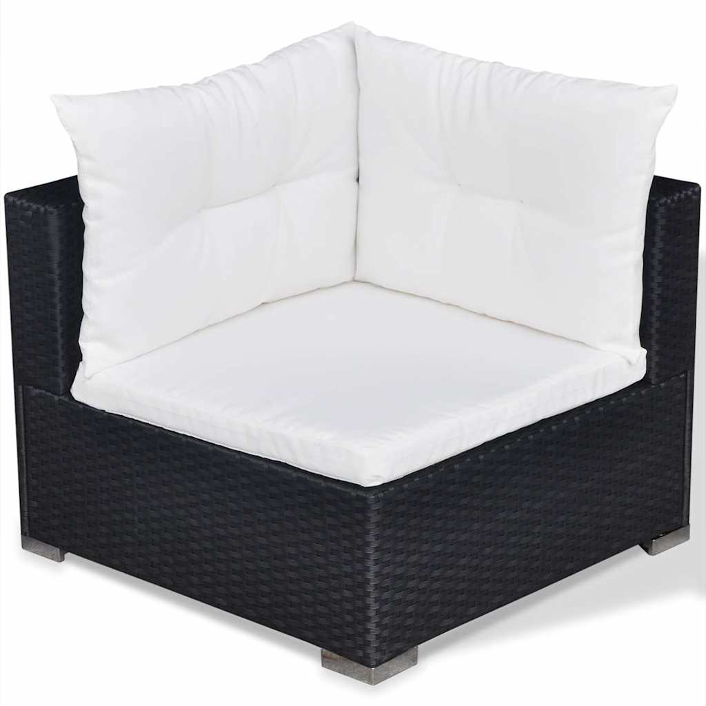 Outdoor Furniture Set 6 Piece Garden Lounge Cushions Poly Rattan Grey Black 69.5