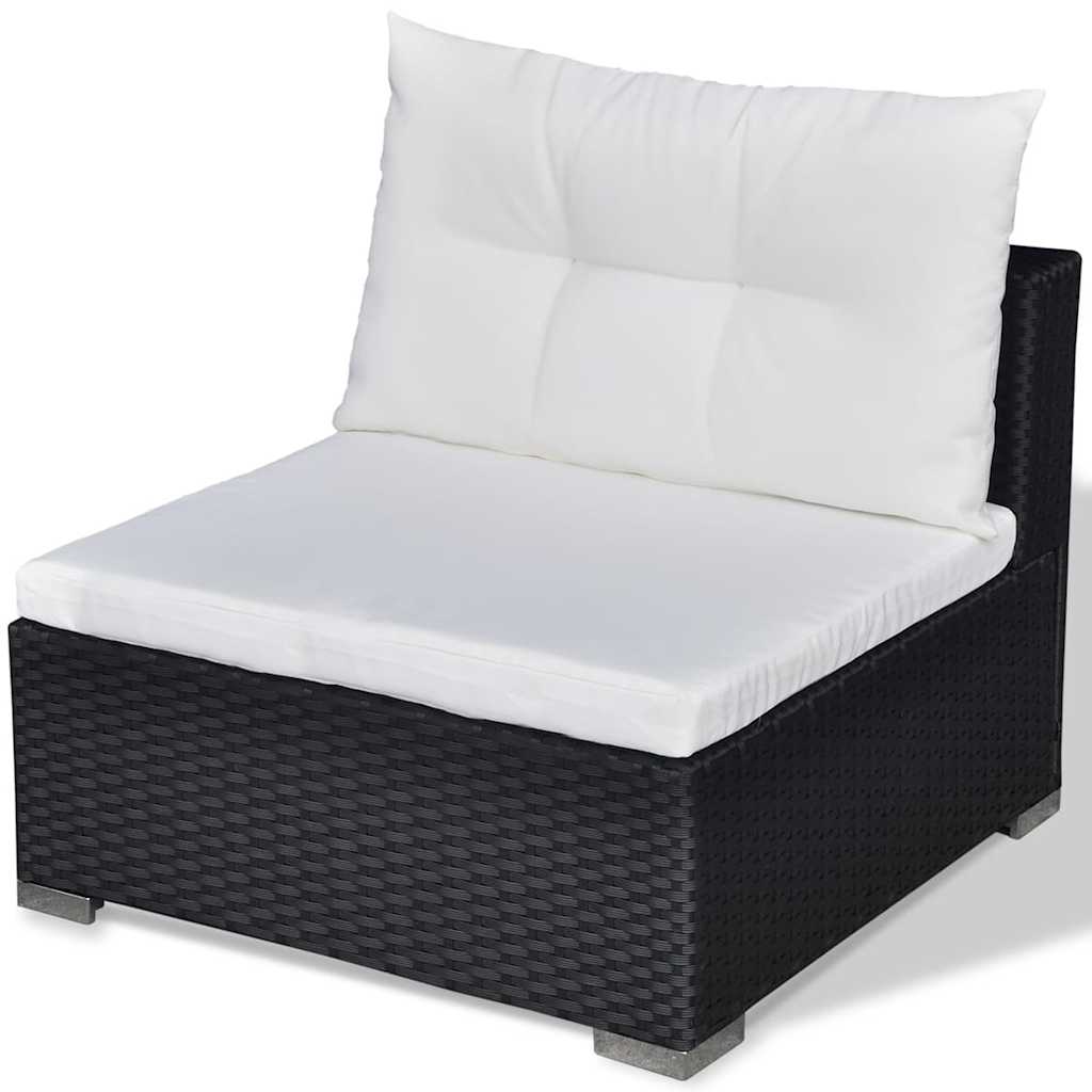 Outdoor Furniture Set 6 Piece Garden Lounge Cushions Poly Rattan grey black 69.5