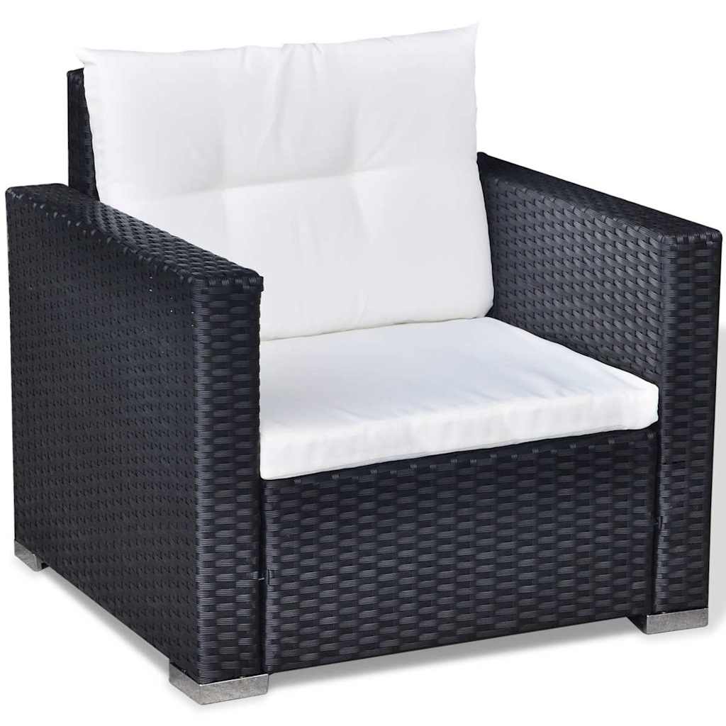 Outdoor Furniture Set 6 Piece Garden Lounge Cushions Poly Rattan Grey Black 69.5