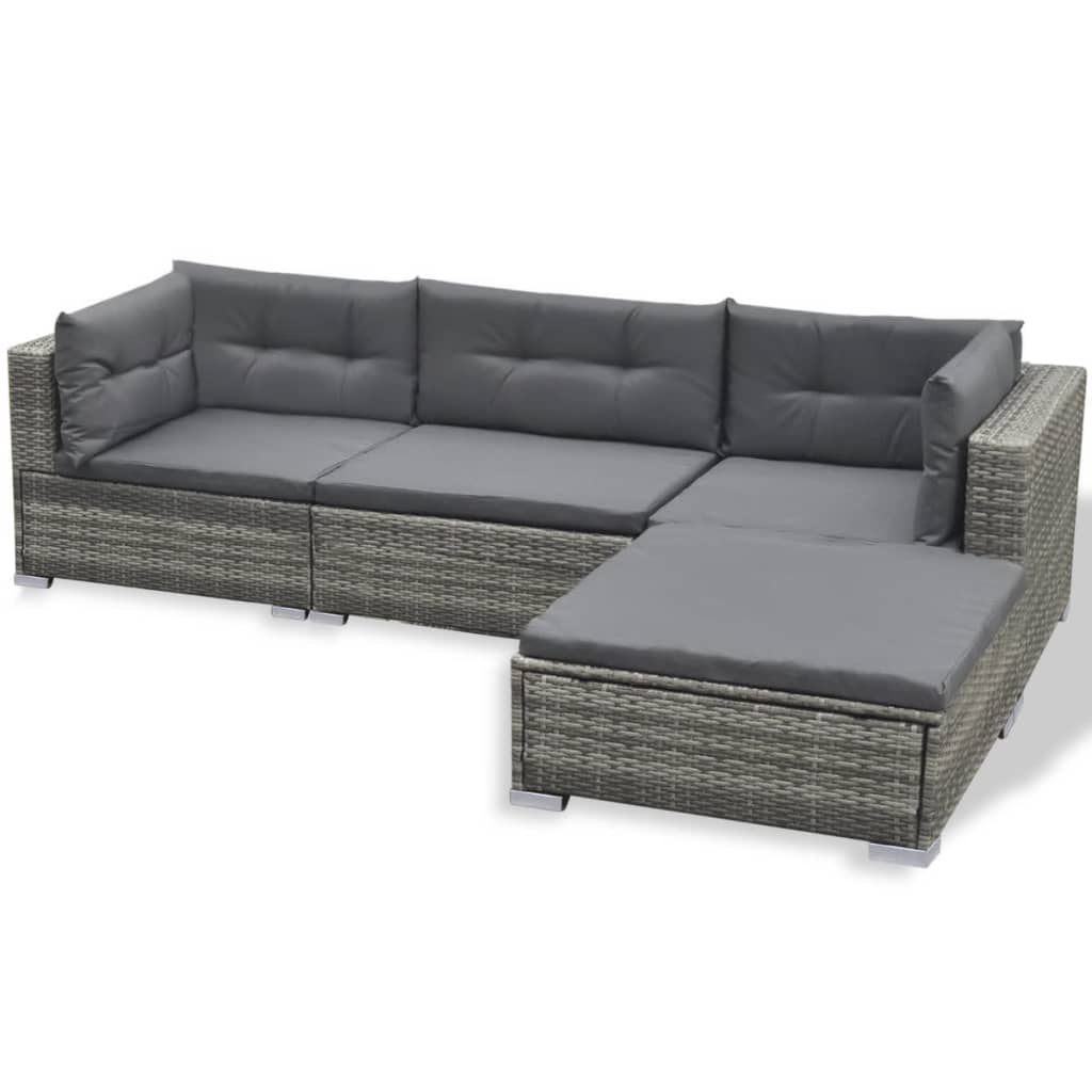 6 Piece Garden Lounge Set With Cushions Poly Rattan