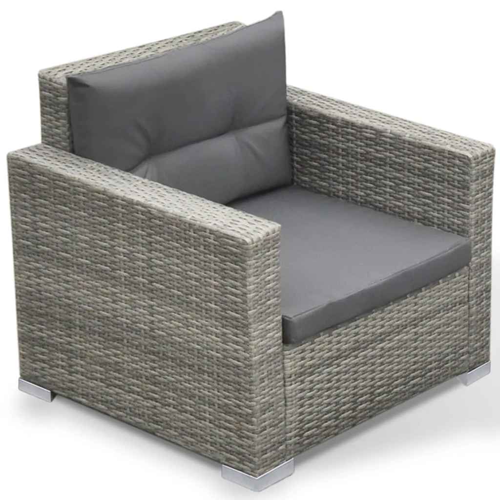 Outdoor Furniture Set 6 Piece Garden Lounge Cushions Poly Rattan grey black 69.5