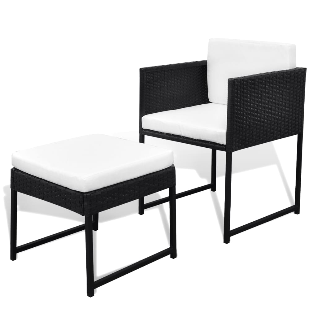 9 Piece Outdoor Dining Set With Cushions Poly Rattan Black