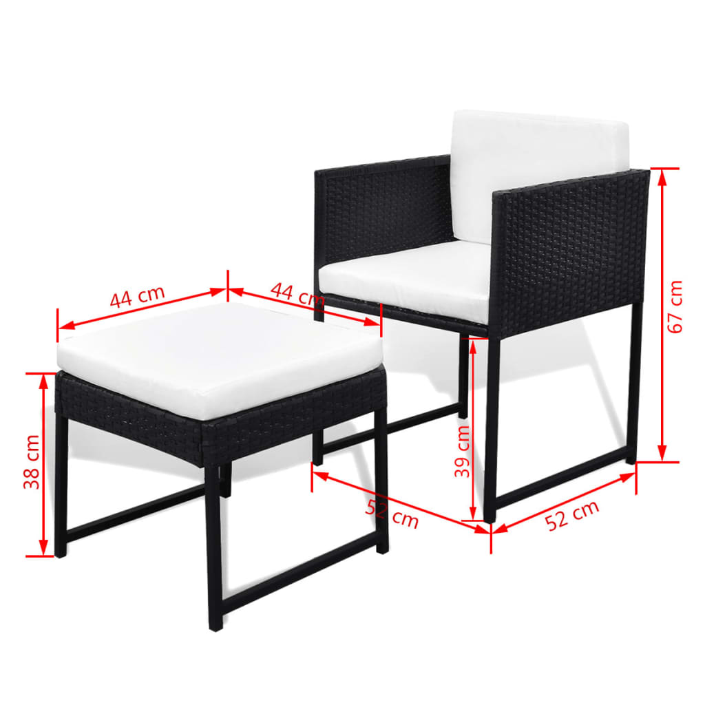 9 Piece Outdoor Dining Set With Cushions Poly Rattan Black