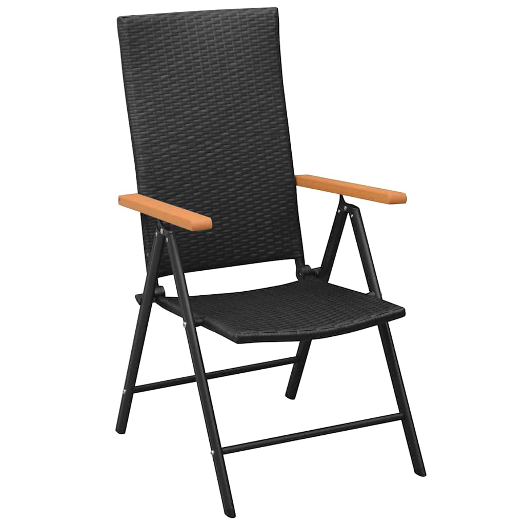Stackable Garden Chairs 2 Pcs Poly Rattan Black