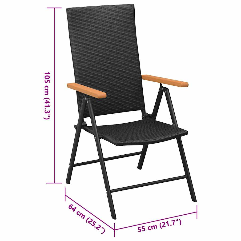 Stackable Garden Chairs 2 Pcs Poly Rattan Black