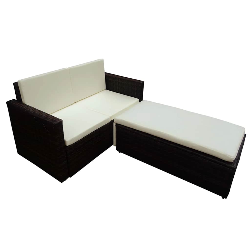 2 Piece Garden Lounge Set With Cushions Poly Rattan