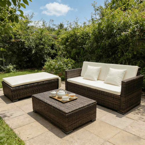 2 Piece Garden Lounge Set With Cushions Poly Rattan