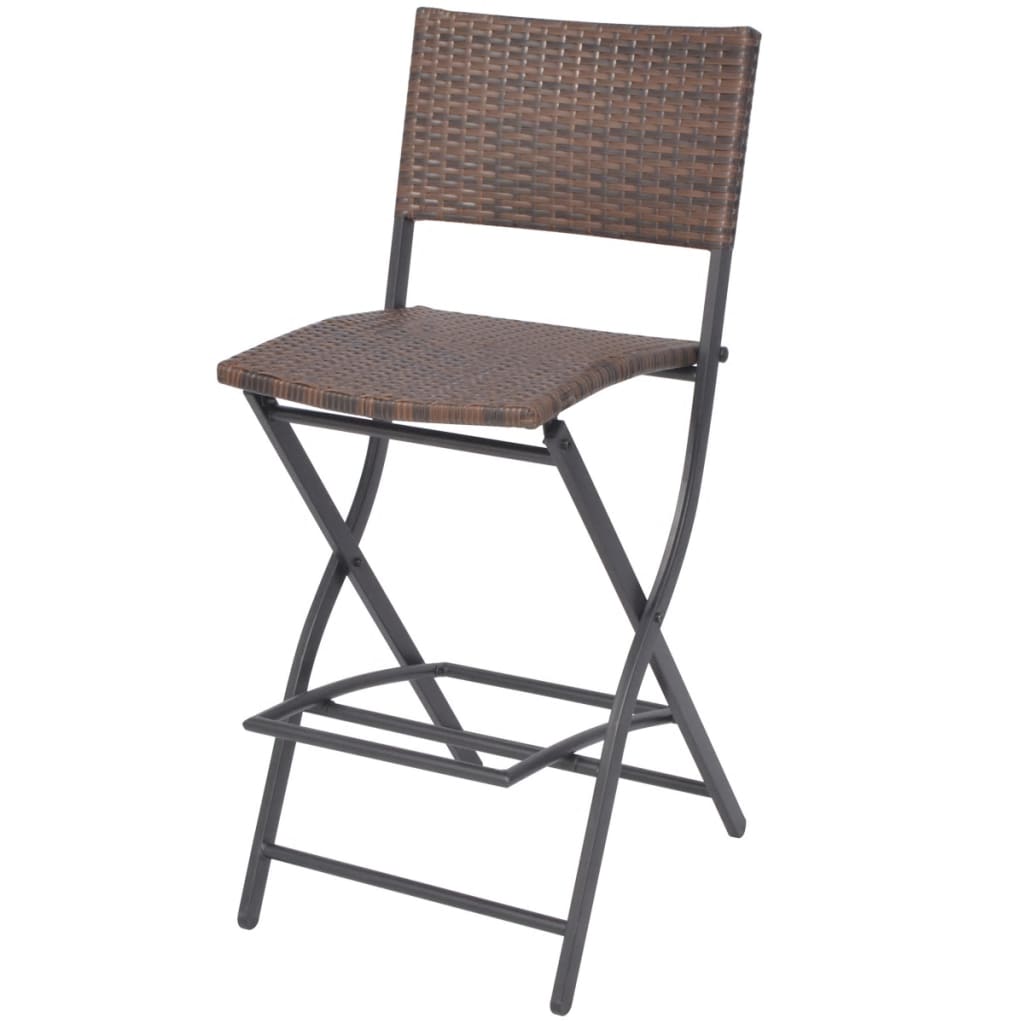 7 Piece Folding Outdoor Dining Set Steel Poly Rattan