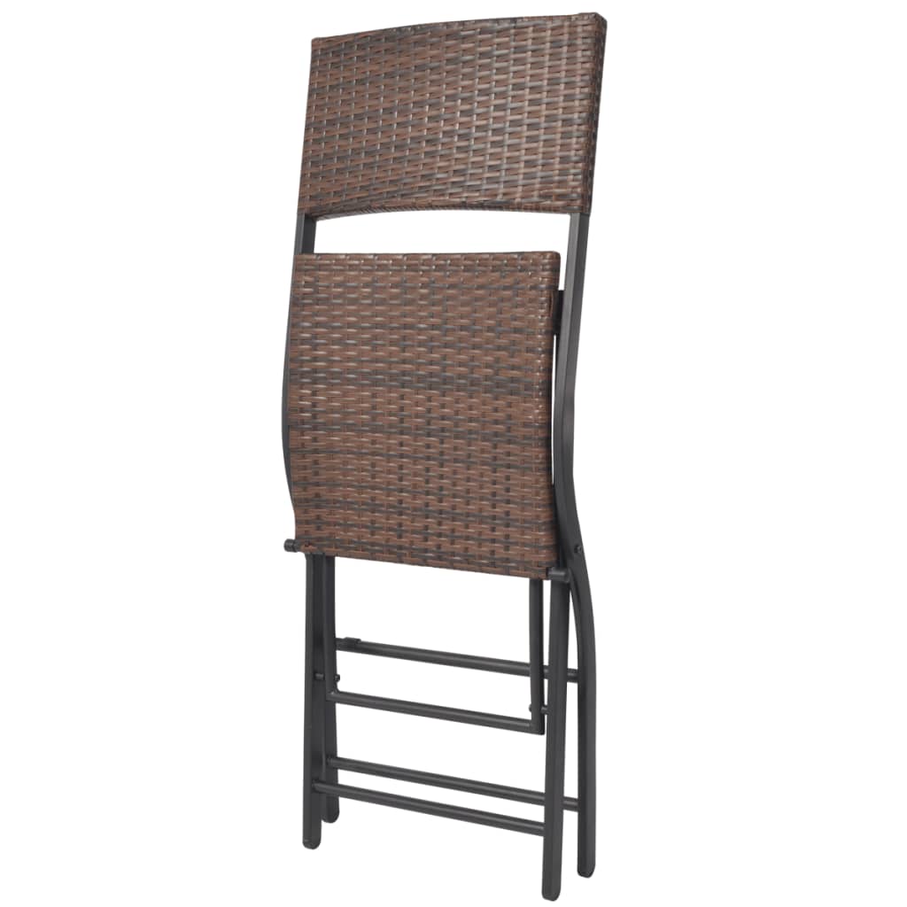 7 Piece Folding Outdoor Dining Set Steel Poly Rattan