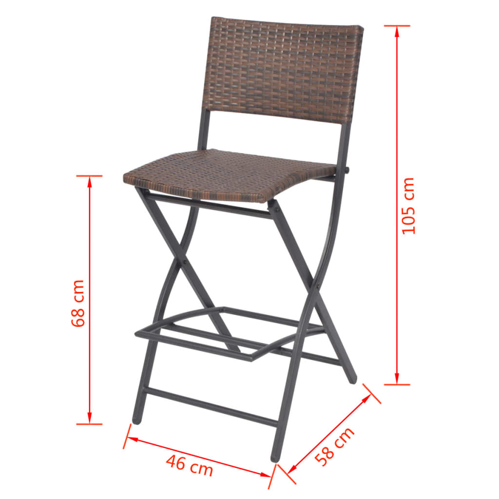 7 Piece Folding Outdoor Dining Set Steel Poly Rattan