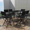 7 Piece Folding Outdoor Dining Set Steel Poly Rattan