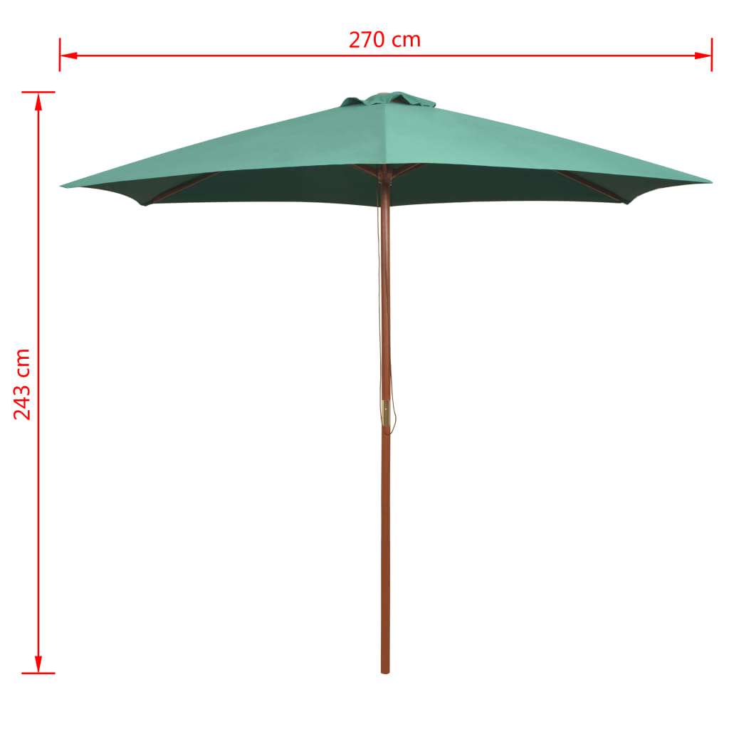 Garden Parasol 270X270 Cm Wooden Pole