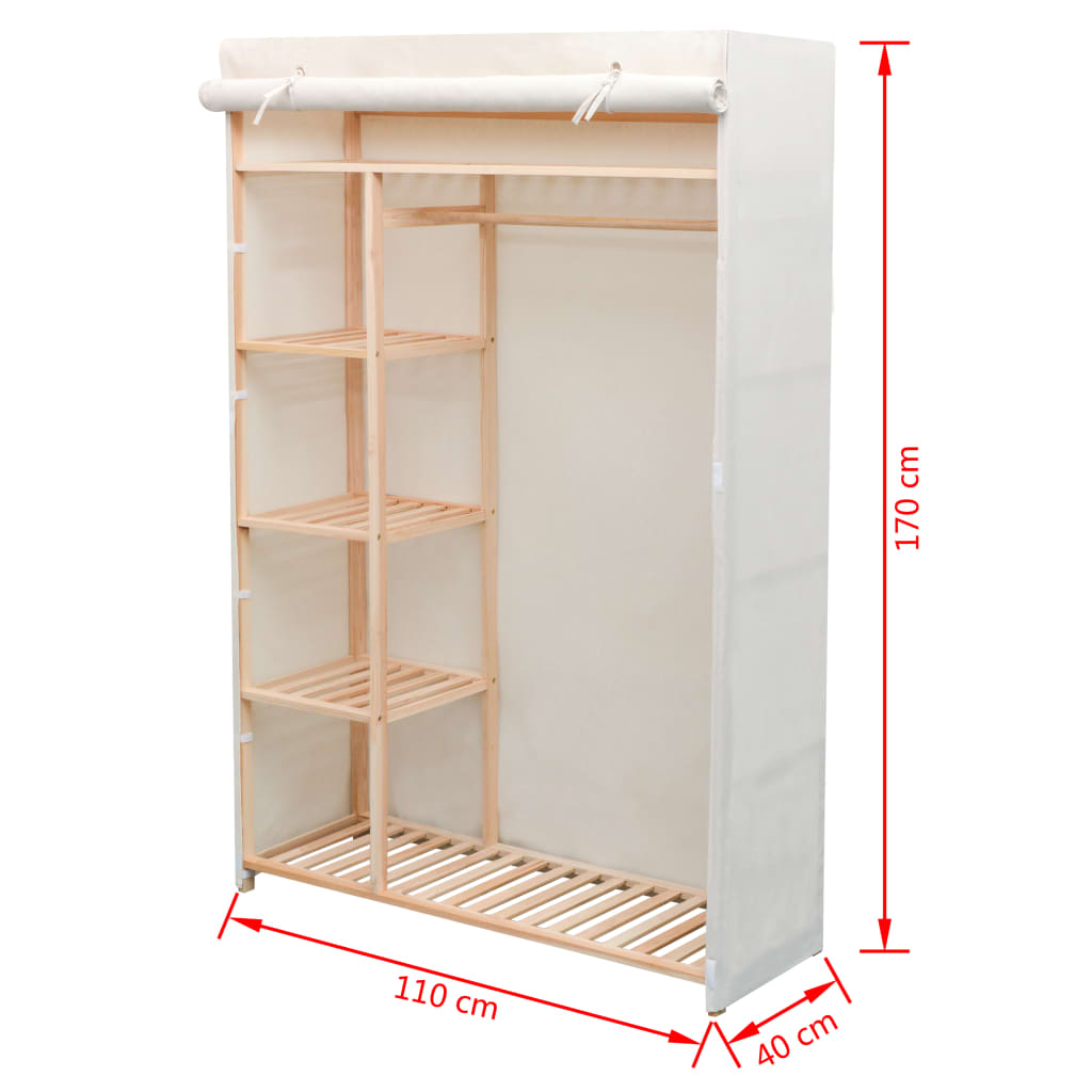 Wardrobe Fabric And Pinewood 110X40X170 Cm