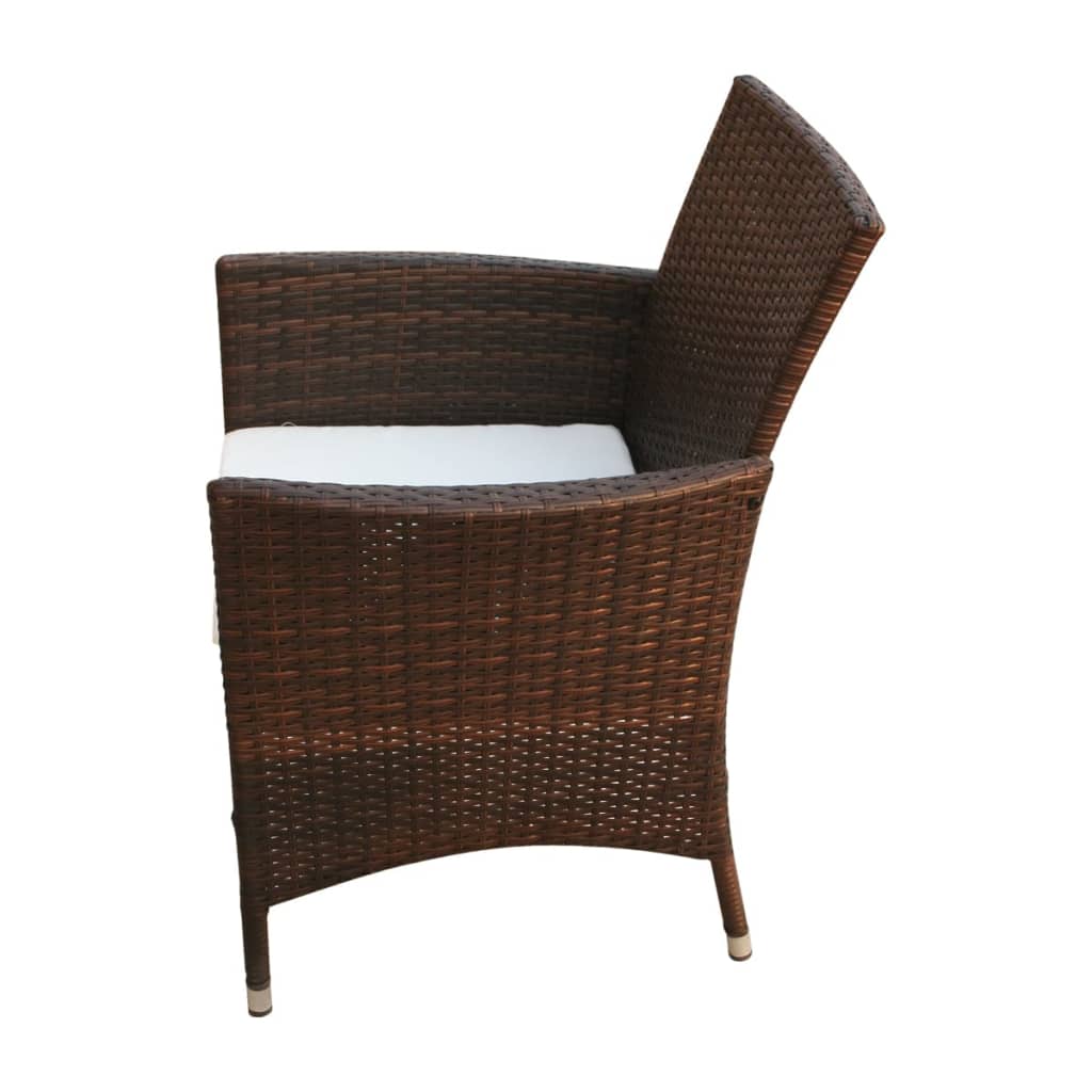 7 Piece Outdoor Dining Set With Cushions Poly Rattan