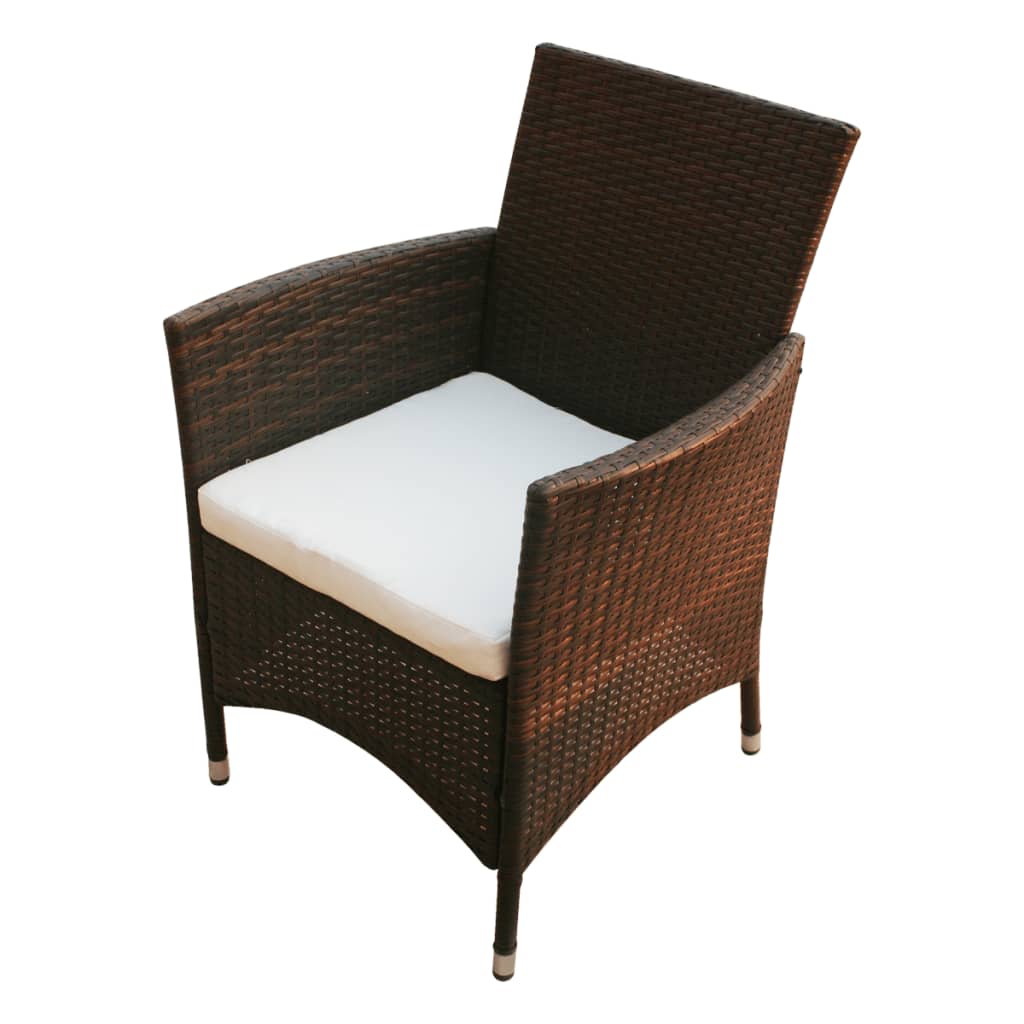7 Piece Outdoor Dining Set With Cushions Poly Rattan