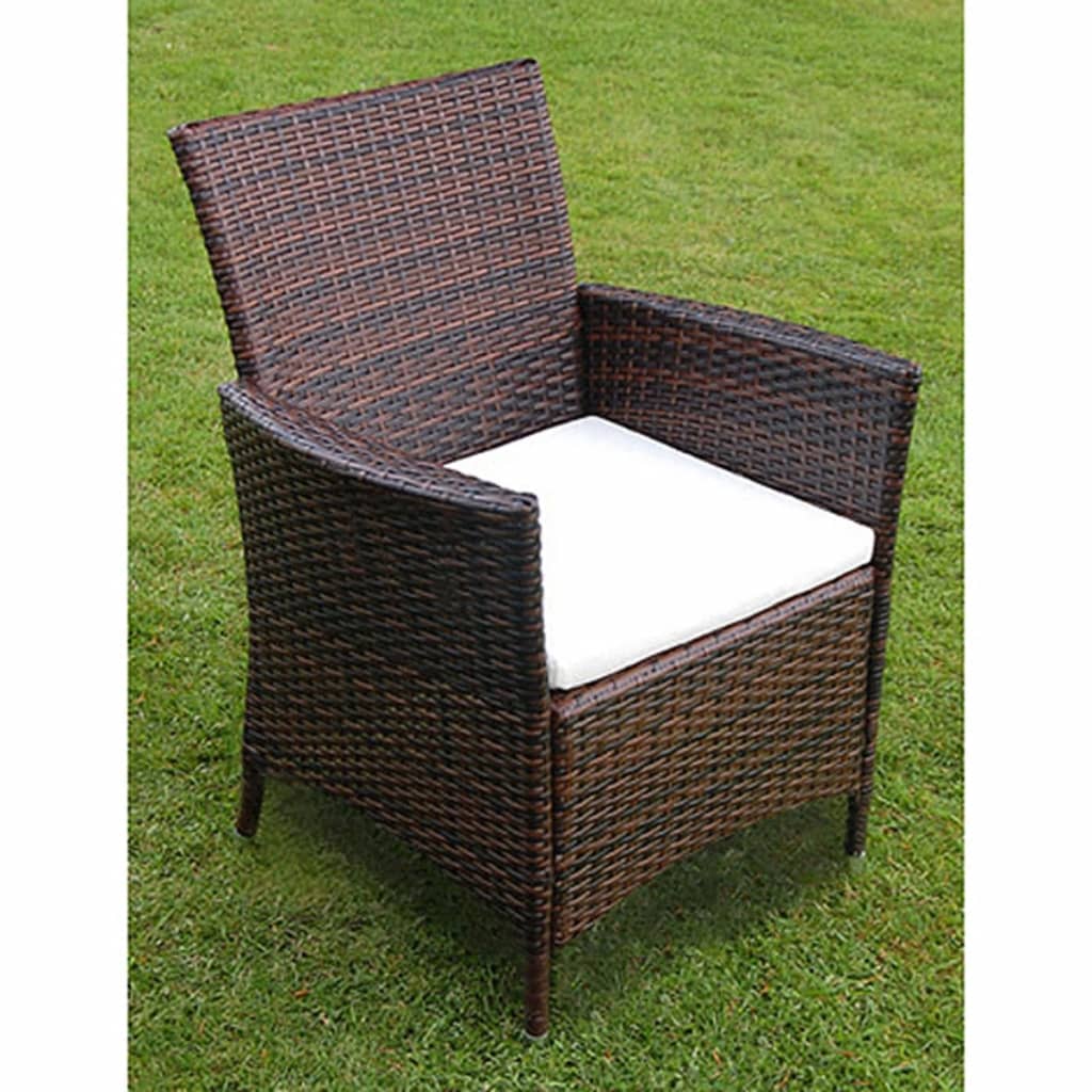 7 Piece Outdoor Dining Set With Cushions Poly Rattan