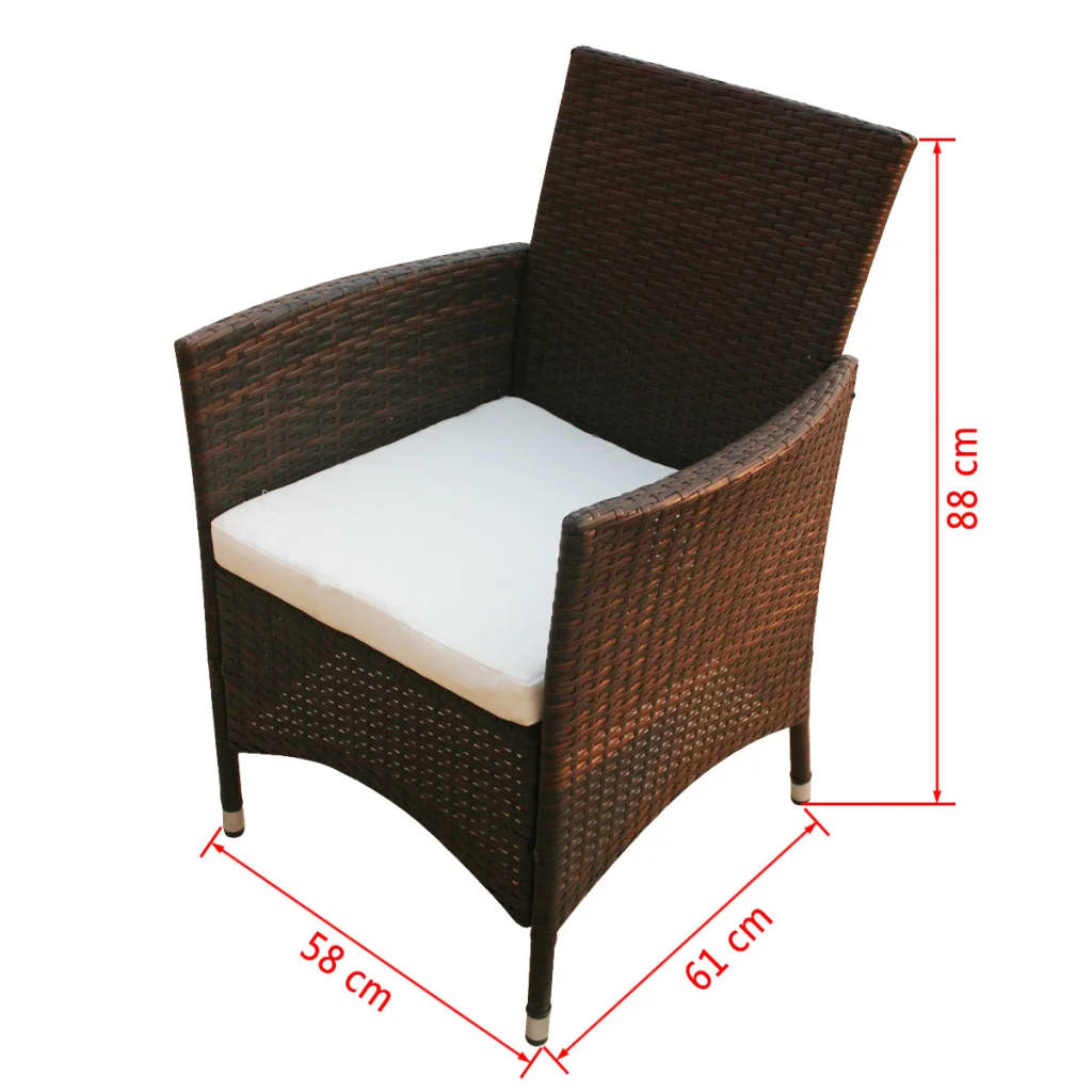 7 Piece Outdoor Dining Set With Cushions Poly Rattan