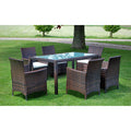 7 Piece Outdoor Dining Set With Cushions Poly Rattan