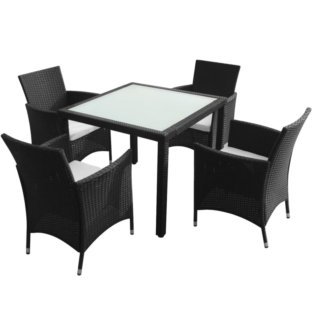 7 Piece Outdoor Dining Set With Cushions Poly Rattan