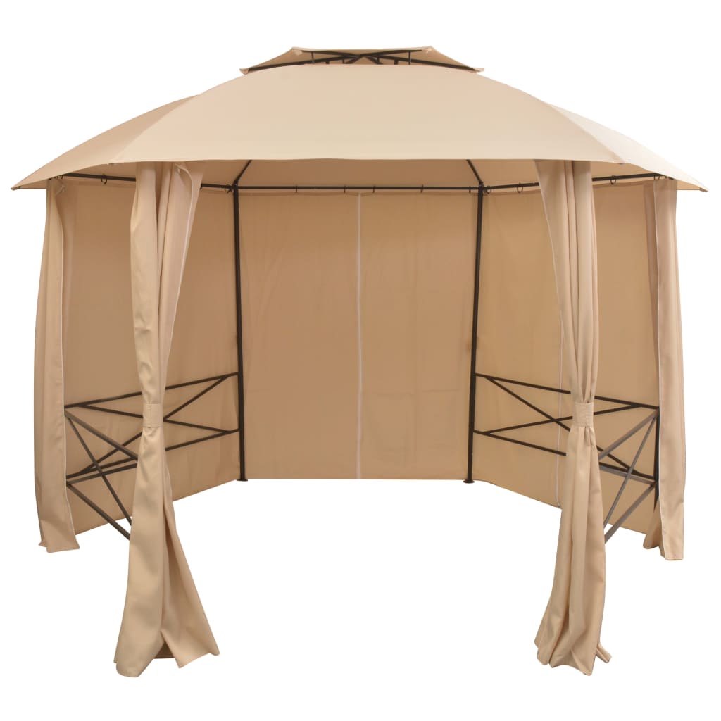 Garden Marquee Pavilion Tent With Curtains Hexagonal 360X265 Cm